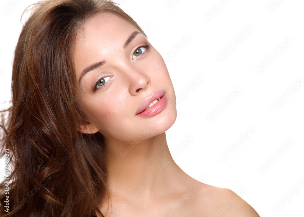 Close up portrait of beautiful young woman face. Isolated on Close up portrait of beautiful young woman face. Isolated on