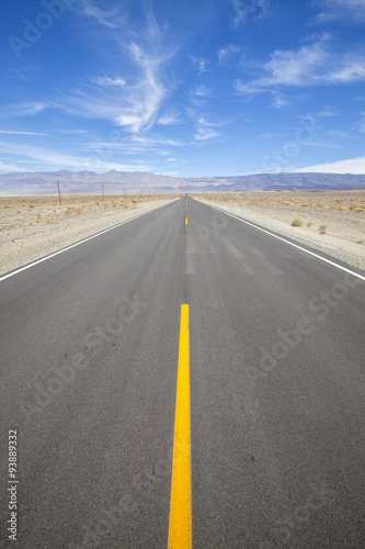Desert highway in Death Valley, Nevada, USA.