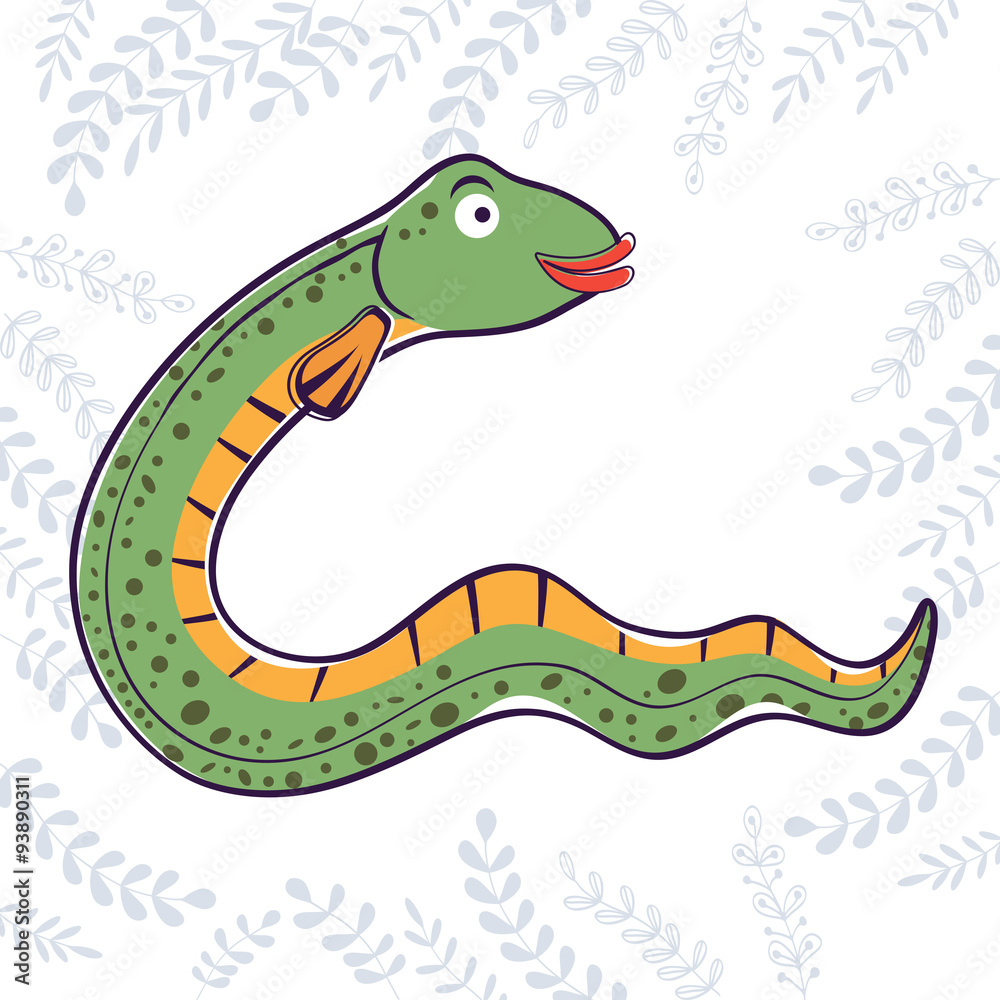 Fototapeta premium Illustration of E is for Eel