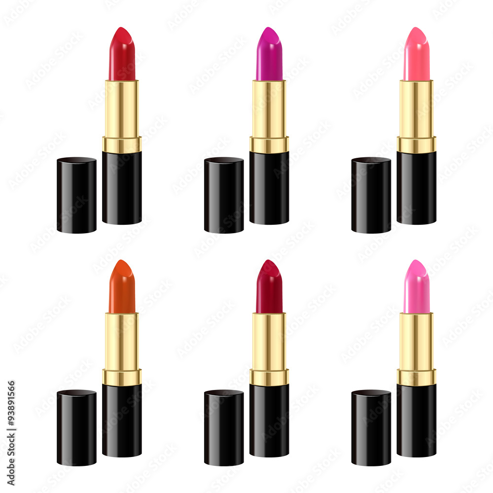 Lipstick set isolated on white background. Gradient mesh. Lipstick set isolated on white background. Gradient mesh.