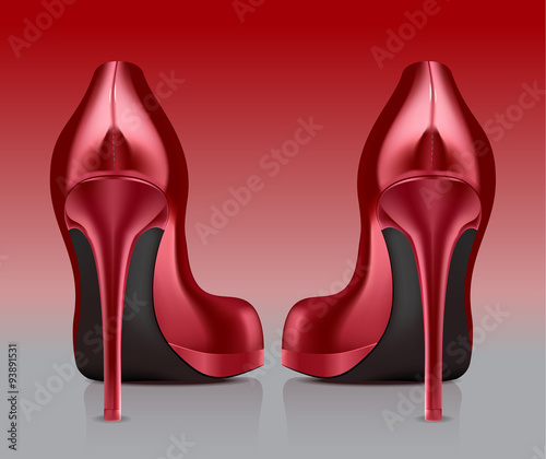 Gradient mesh illustrator of pair of red high heel shoe