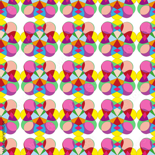 Abstract kaleidoscope on white background. Vector seamless patte
