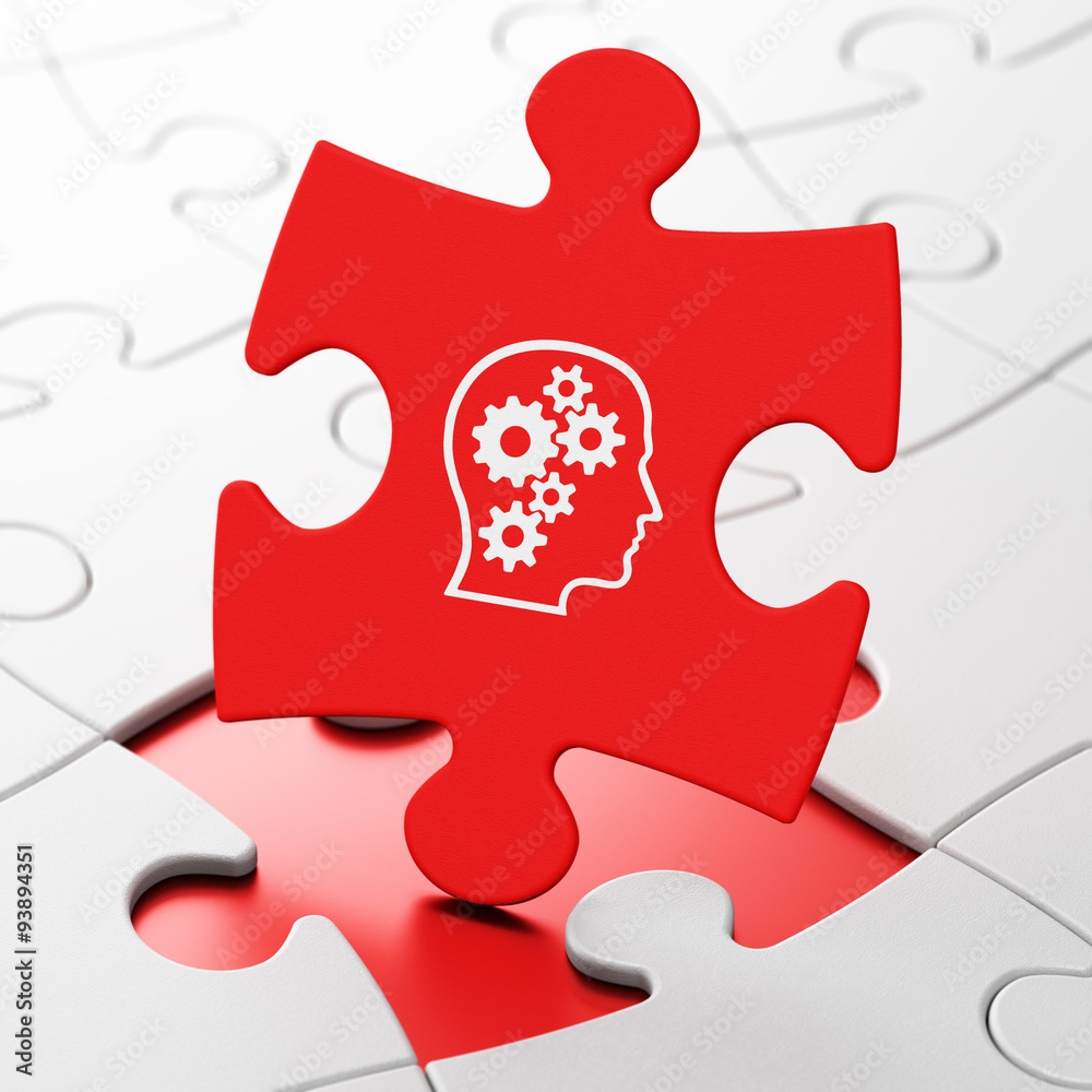 Business concept: Head With Gears on puzzle background Business concept: Head With Gears on puzzle background