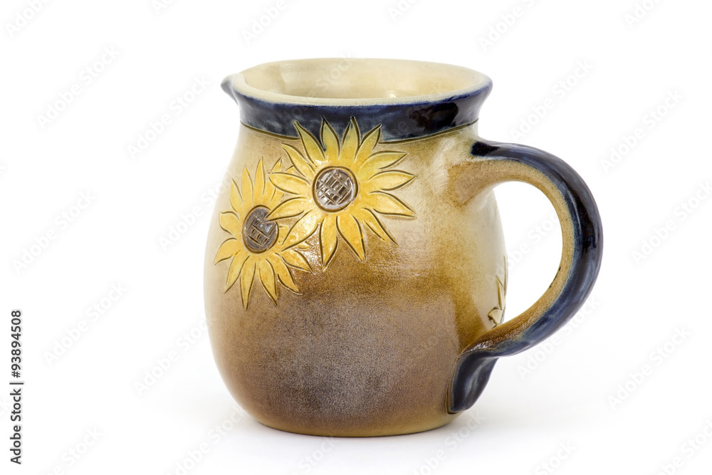 Clay jug, old ceramic vase isolated on white background Clay jug, old ceramic vase isolated on white background