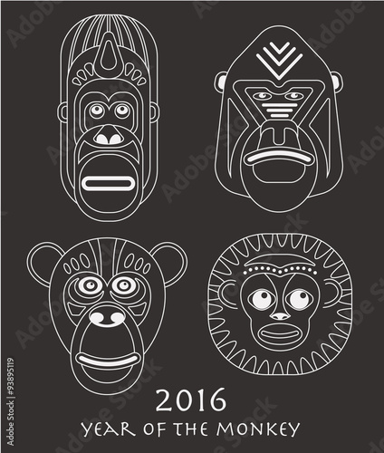 Vector illustration of monkeys, symbol of 2016