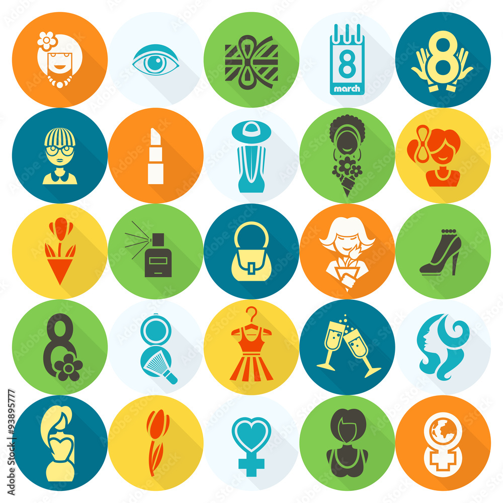 Womans Day Icon Set Womans Day Icon Set
