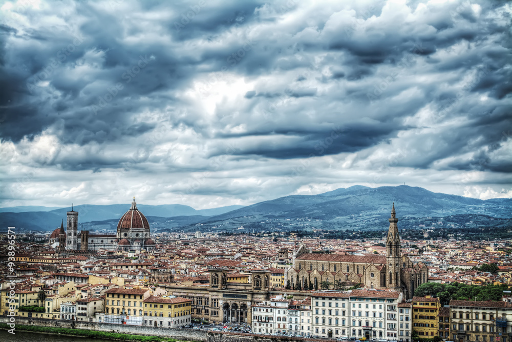 Florence under an overcast sky in hdr