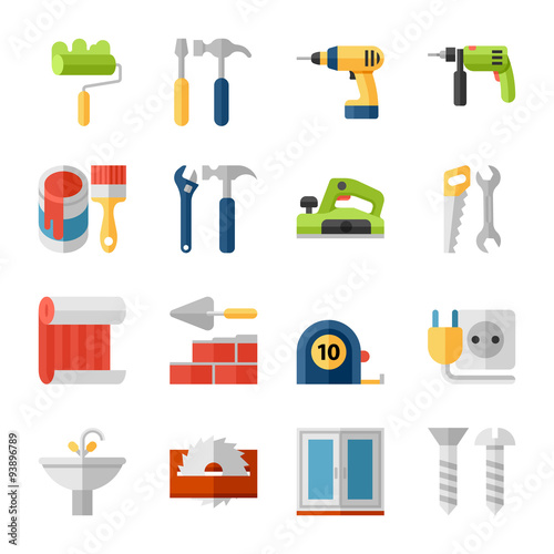 Home repair flat icons set