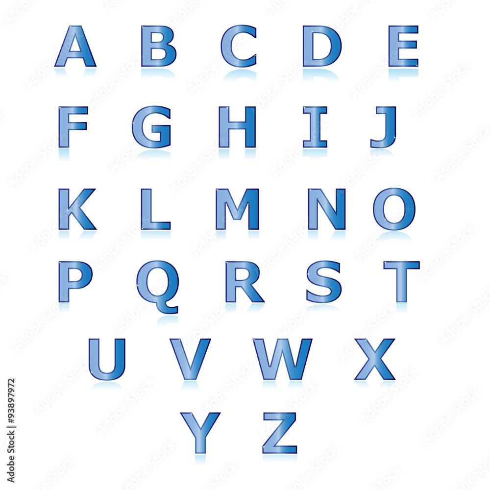 Blue alphabet set a to z vector