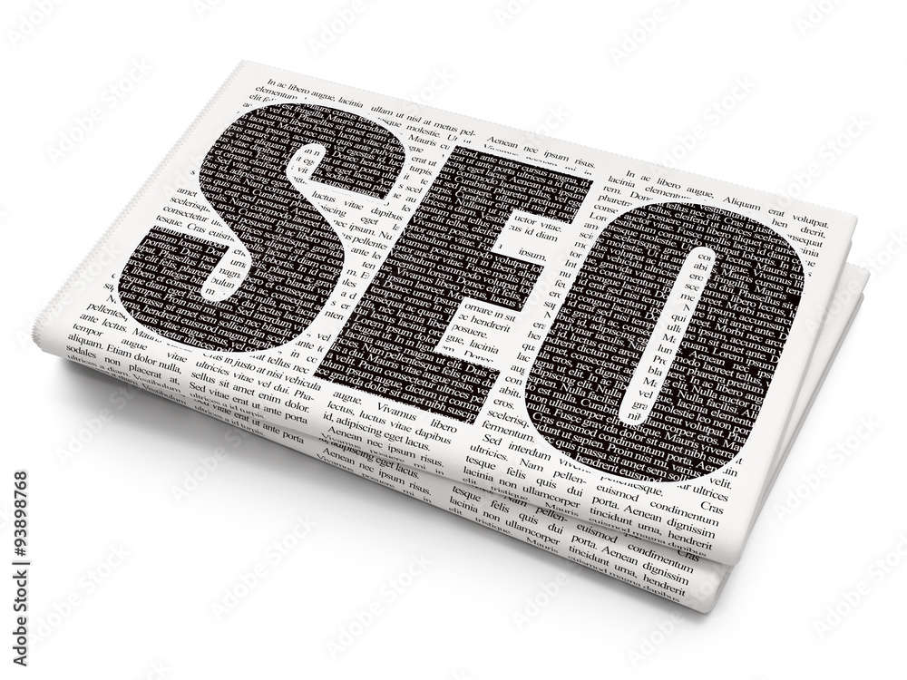 Web design concept: SEO on Newspaper background Web design concept: SEO on Newspaper background