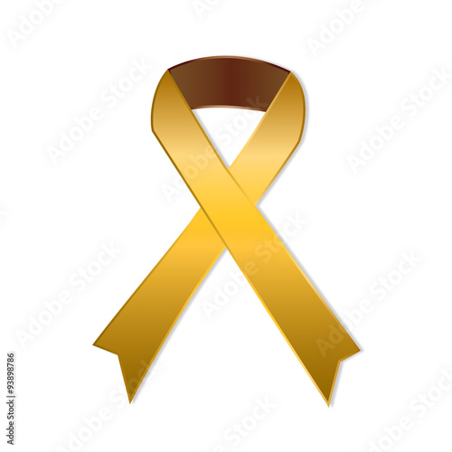 Gold ribbon on white background