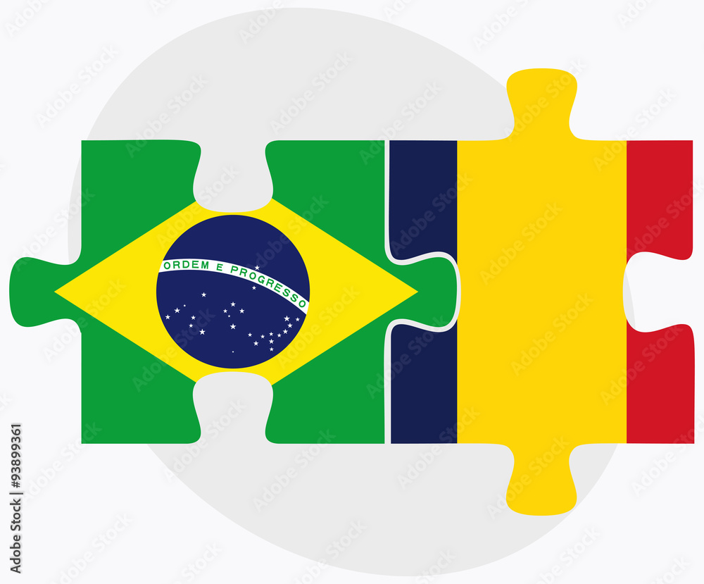 Brazil and Chad Flags