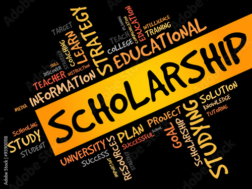Scholarship word cloud, education concept
