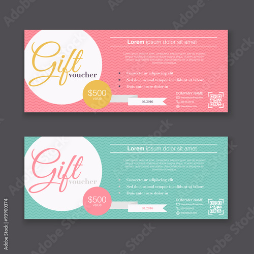 Gift voucher template with colorful pattern, Gift certificate. B