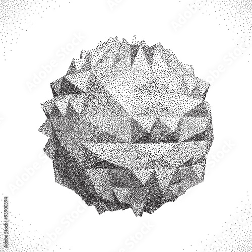 Abstract 3D shape. Halftone style