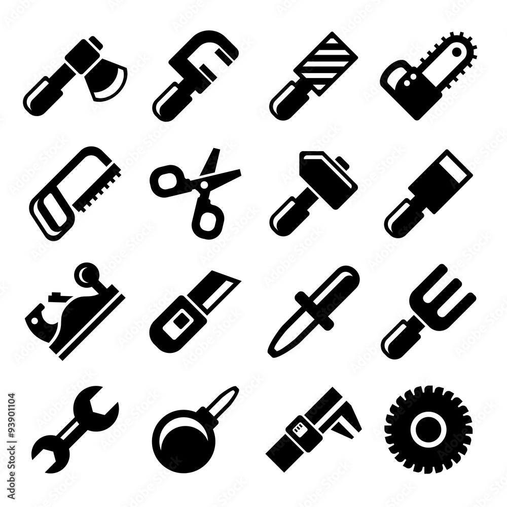 Working Tools Icon Set. Vector