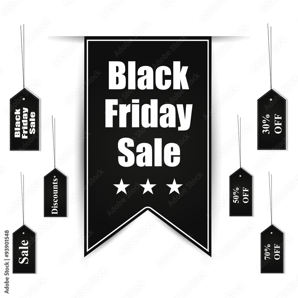 Black friday sale banner design set with tags