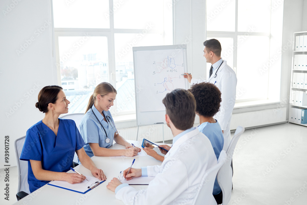 group of doctors on presentation at hospital group of doctors on presentation at hospital