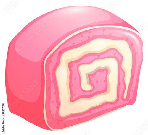 Strawberry swiss roll on white