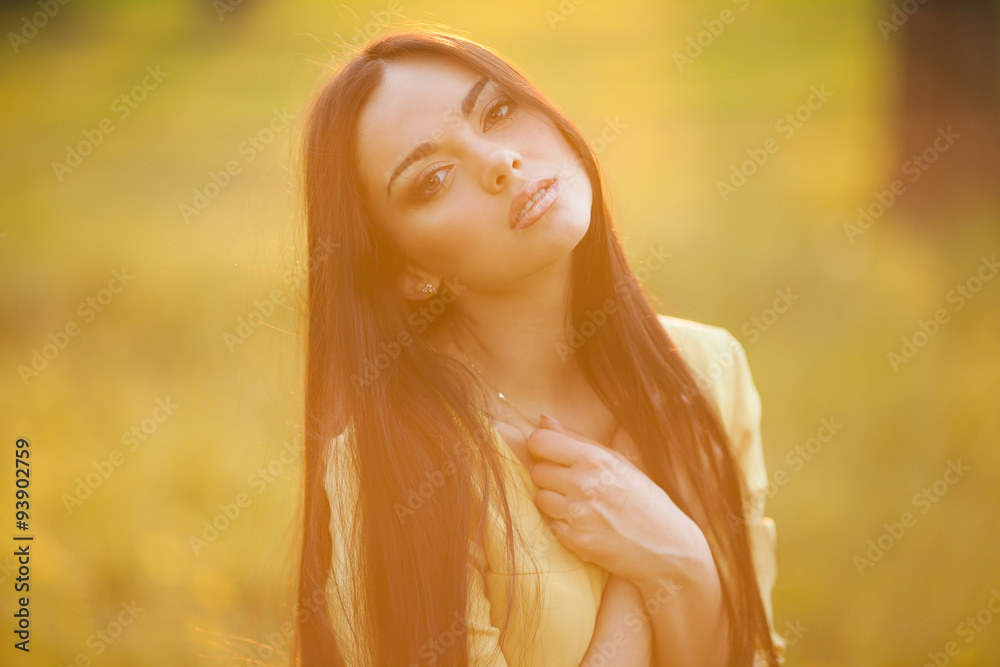 Beautiful girl in yellow dress