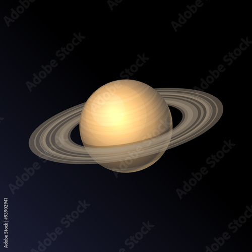 Saturn Planet Icon Isolated on Dark Background. Vector