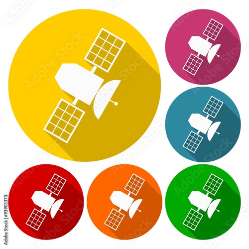 Satellite icons set with long shadow