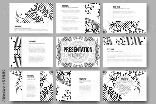 Set of 9 vector templates for presentation slides. Abstract