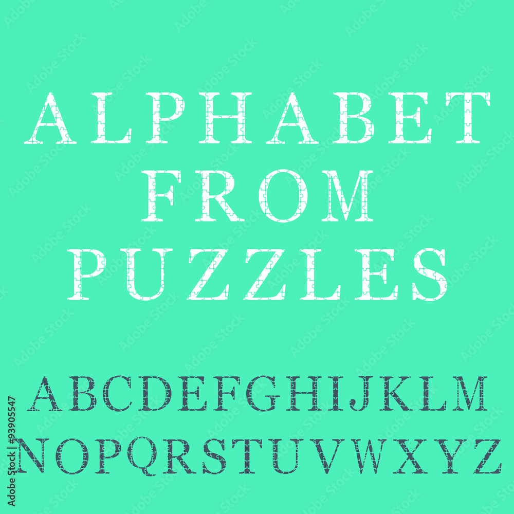 Naklejka premium Alphabet from puzzles