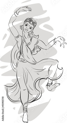 sketh of girl dancer of Indian classical dance