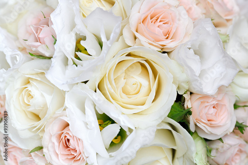 beautiful bridal bouquet of roses at a wedding party © lexuss