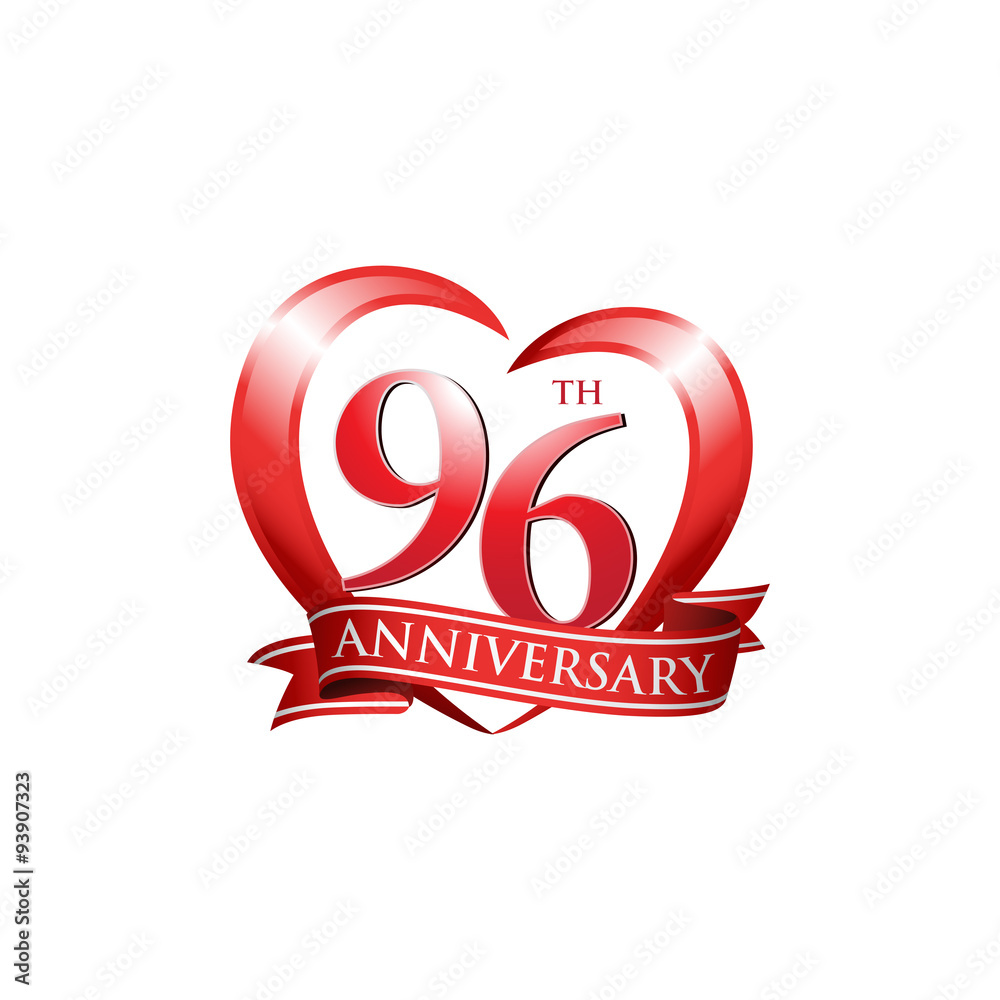 96th anniversary logo red heart ribbon 96th anniversary logo red heart ribbon