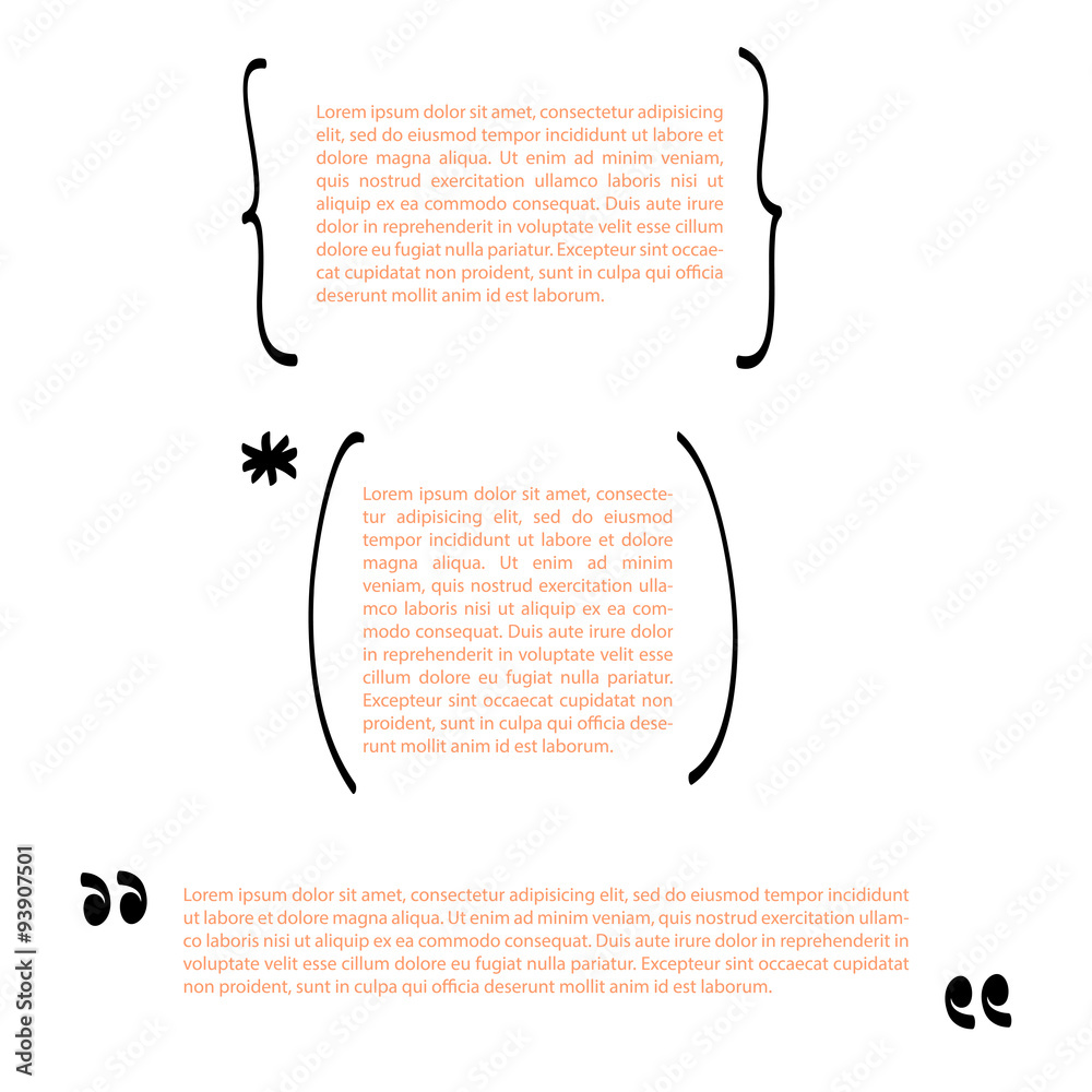 Handwritten brackets and quotes. Template vector set with quotes Stock