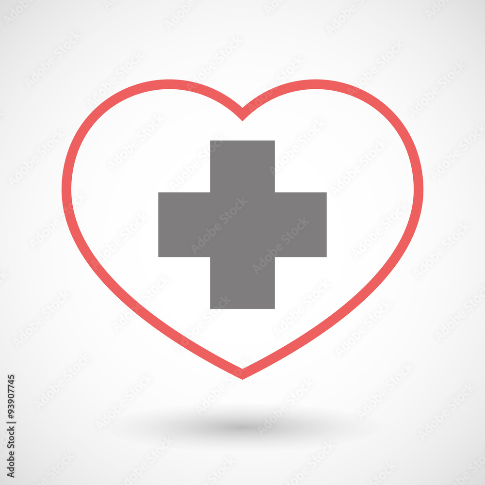 Obraz premium Line heart icon with a pharmacy sign