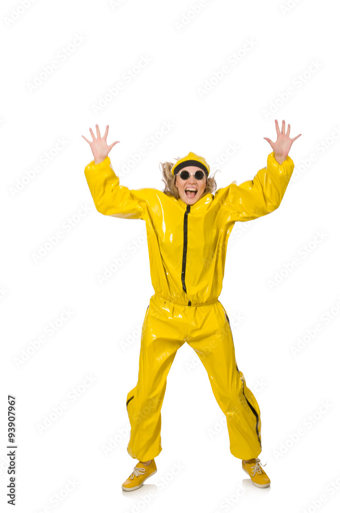Woman in yellow suit isolated on white Woman in yellow suit isolated on white