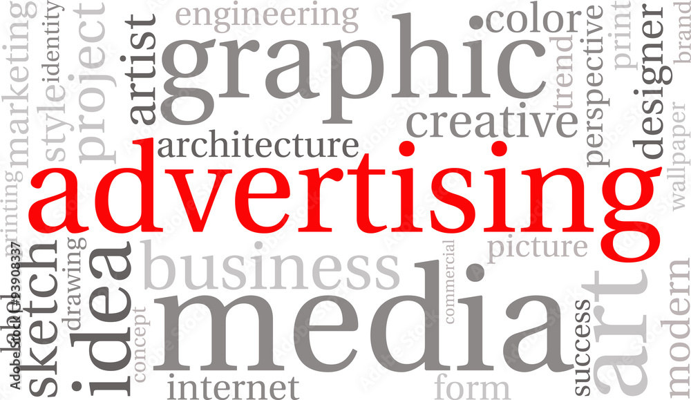 Creative advertising word cloud on a white background. Creative advertising word cloud on a white background.