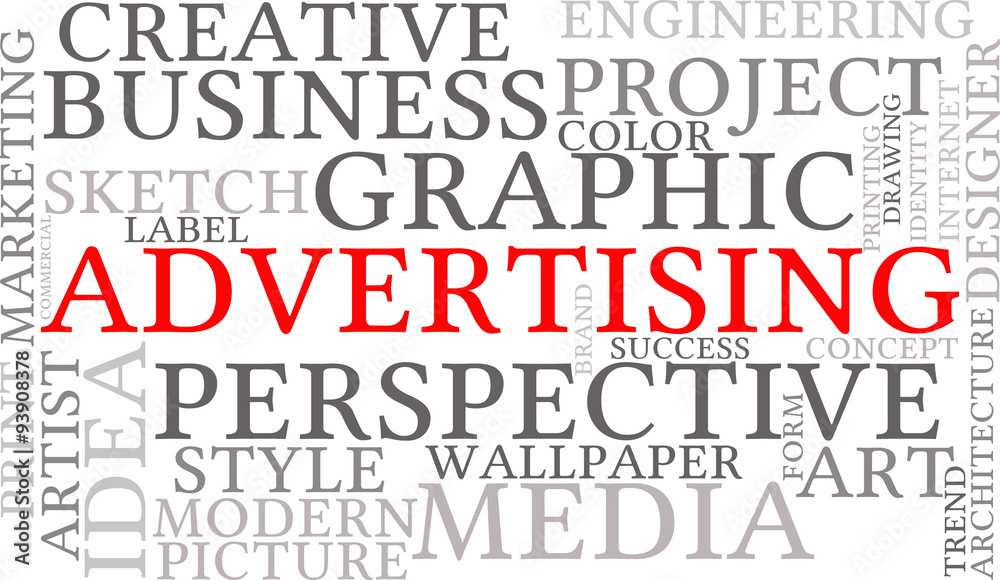 Creative advertising word cloud on a white background. Creative advertising word cloud on a white background.