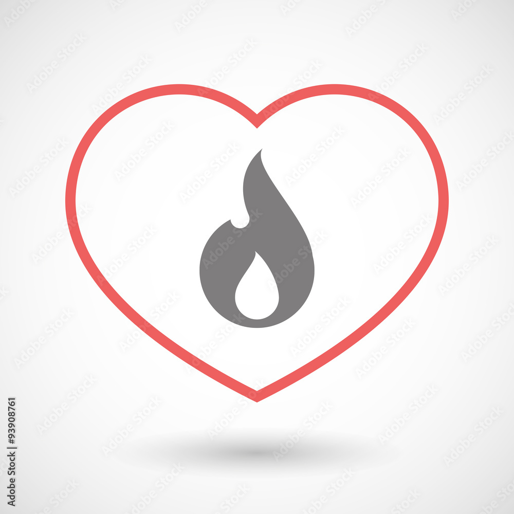 Obraz premium Line heart icon with a flame