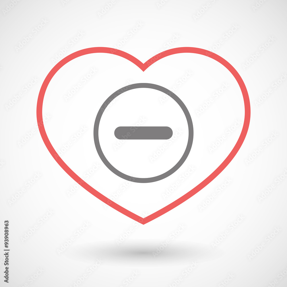 Line heart icon with a subtraction sign Line heart icon with a subtraction sign