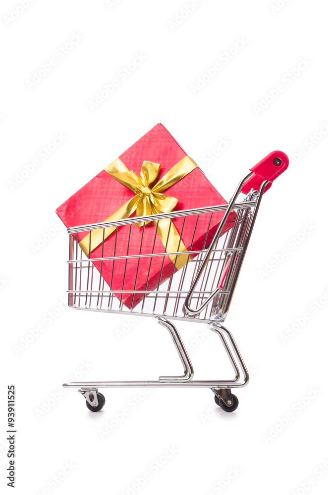 Cart in holiday shopping concept Cart in holiday shopping concept
