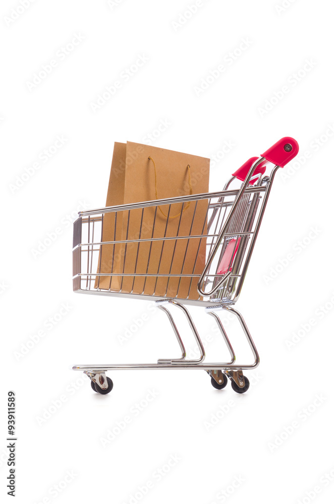 Cart in holiday shopping concept