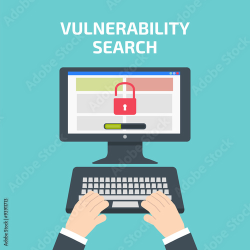 Vulnerability search decktop. Vulnerability search concept