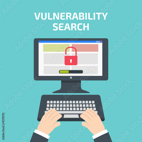 Vulnerability search decktop. Vulnerability search concept photo