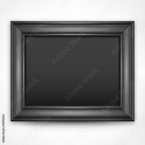 Picture black wooden frame isolated on white, vector