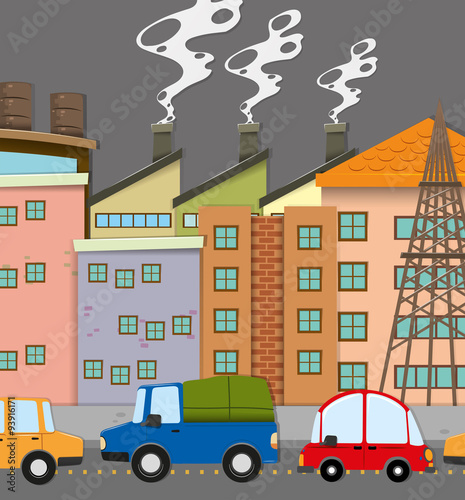 Cars on road and many buildings © GraphicsRF