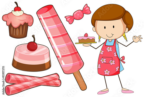 Baker and different kind of dessert