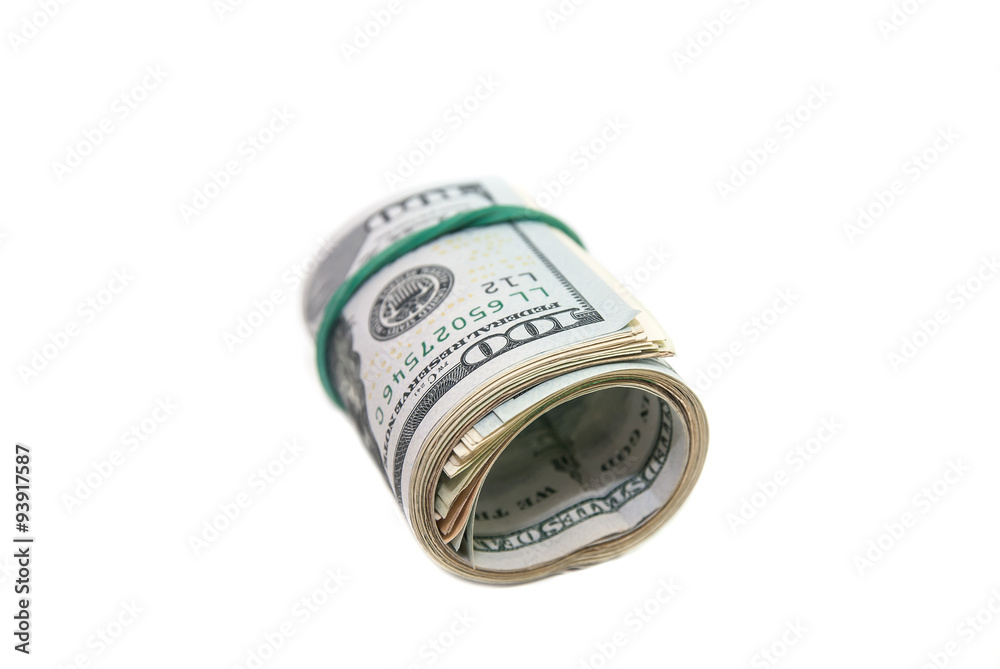 oll of dollars bills isolated on a white background oll of dollars bills isolated on a white background