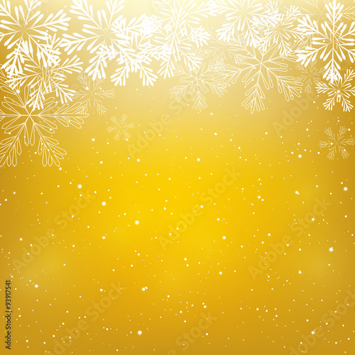 Christmas snowflakes on golden background 