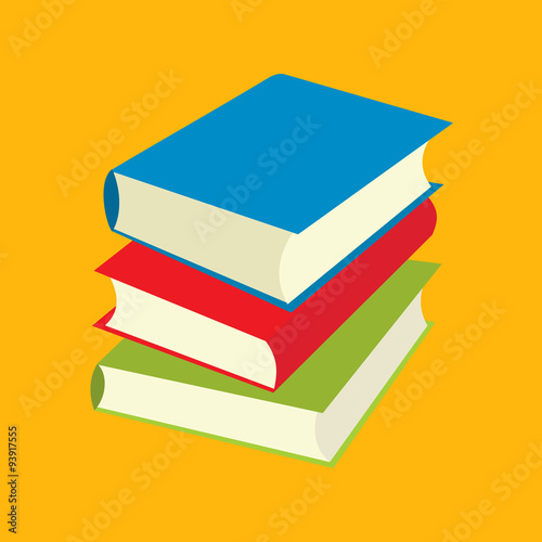 Three books flat icons