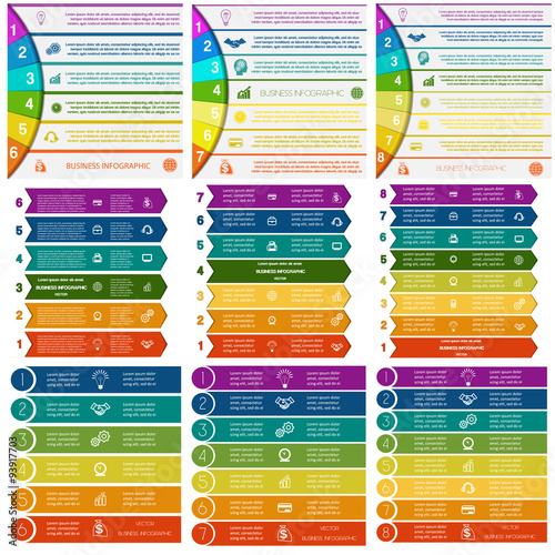 Set 9 templates Infographics colorful strips