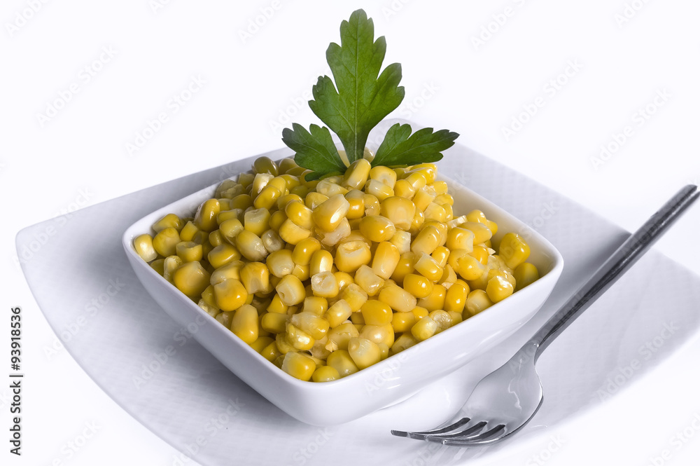 Corn in grain on white background Corn in grain on white background